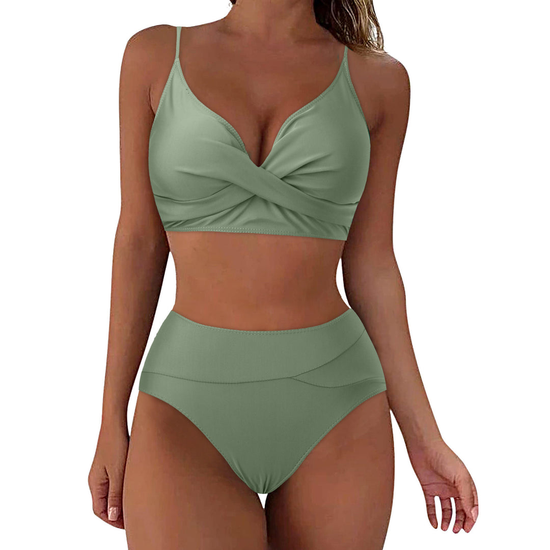 Damen Hochtailliertes Bikini-Set mit raffiniertem Twist-Oberteil EB