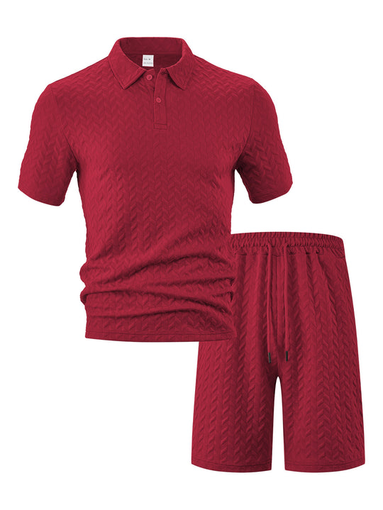 Herren elegantes Sport-Set mit strukturierter Oberfläche und bequemem Kurzarm-Polo EB