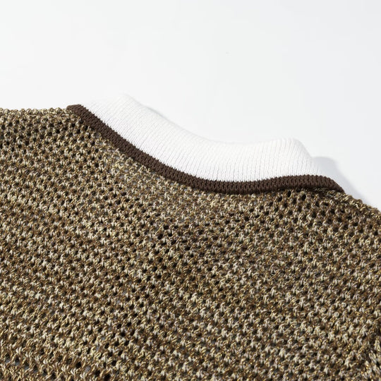 Damen Polo-Shirt mit dekorativem Strickmuster und klassischem Kragen EB