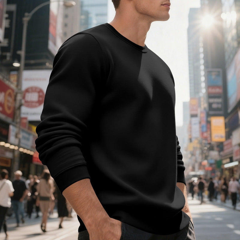Herren lässiger Rundhals-Sweatshirt aus hochwertigem Baumwollmix mit strukturiertem Material EB