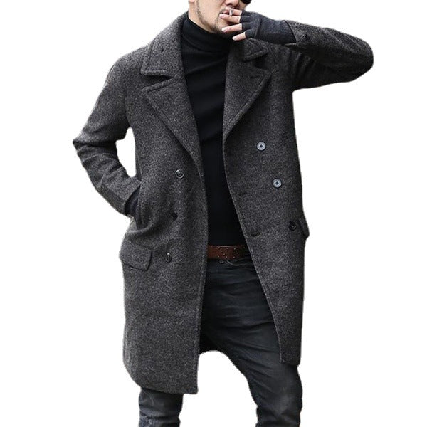 Herren eleganter doppelt geschliffener Wollmantel EB