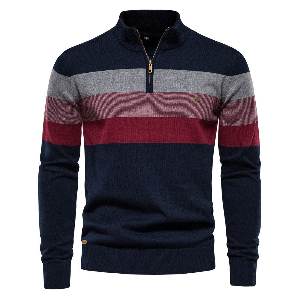 Herren Sweatpullover mit modernem Kurzreißverschluss und stilvollen Farbblockstreifen EB