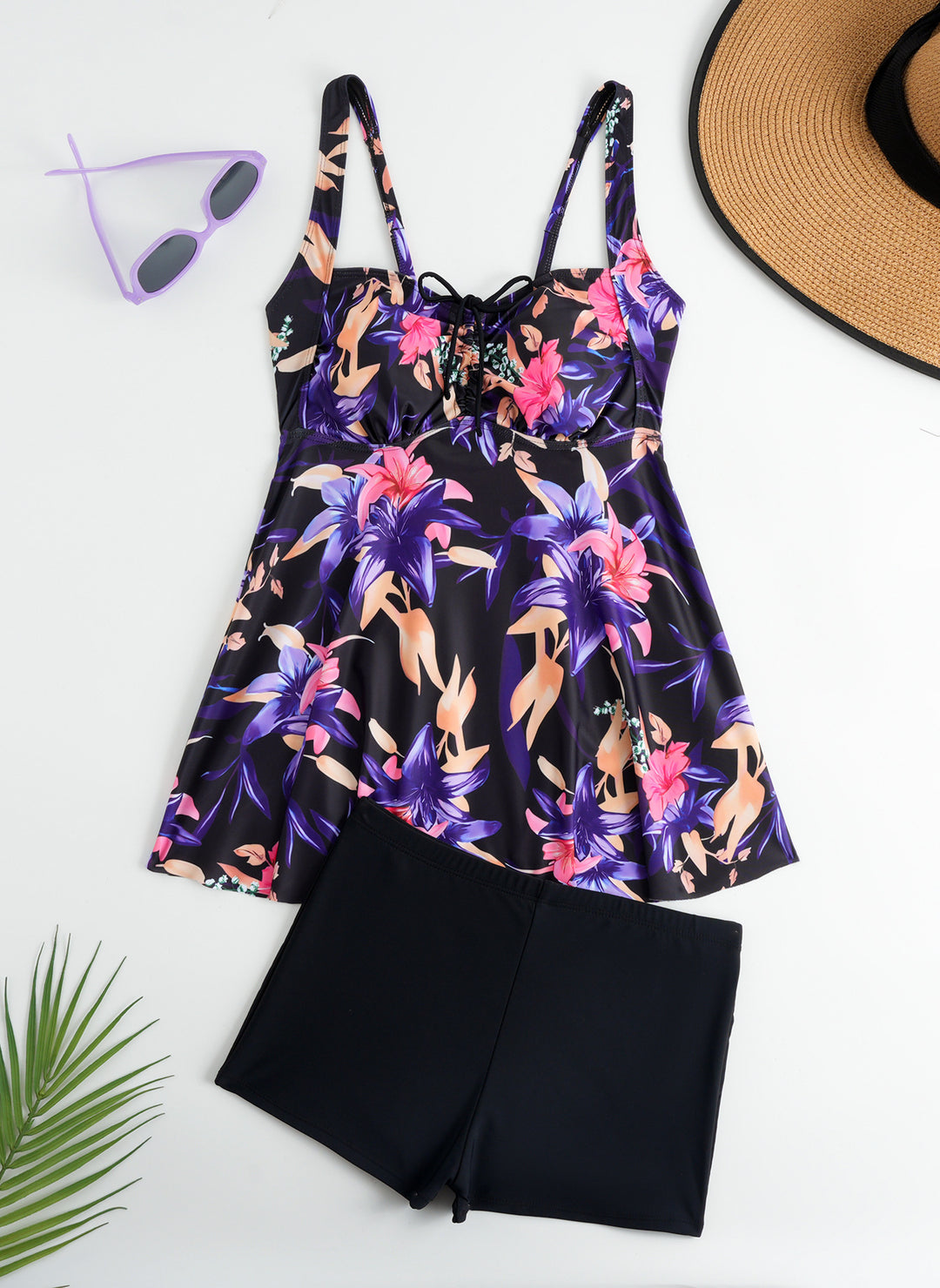 Damen Tankini mit floralem Oberteil und bequemen Shorts EB