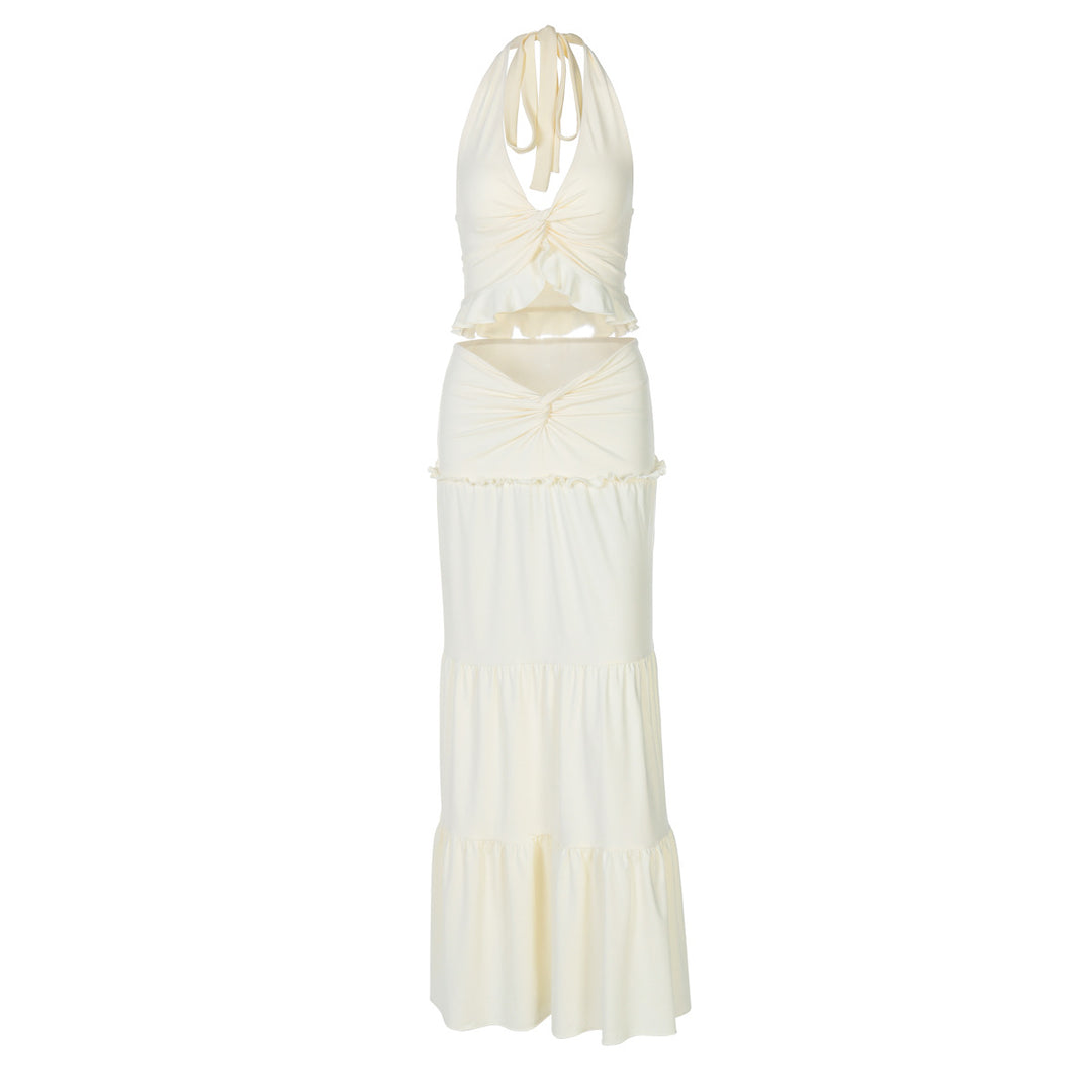 Damen Maxi-Kleid mit offener Rückenpartie und innovativem Wickeldesign EB