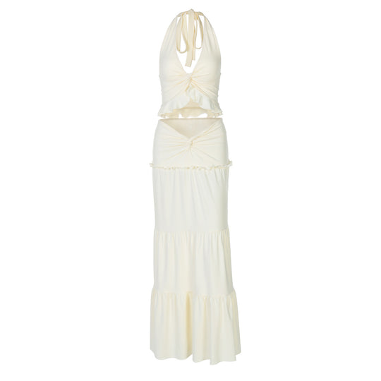 Damen Maxi-Kleid mit offener Rückenpartie und innovativem Wickeldesign EB