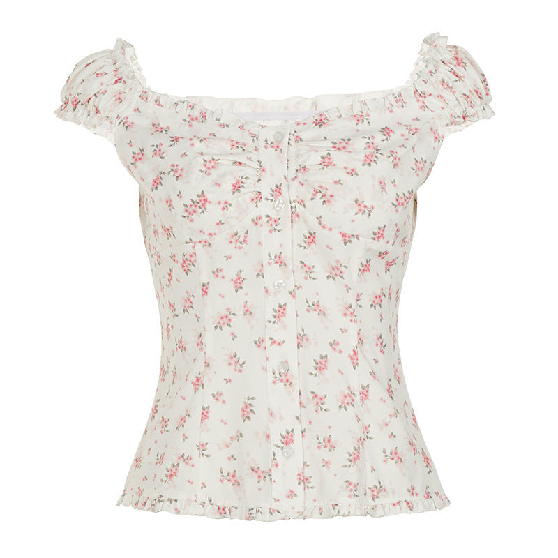 Damen Blusenshirt mit floralem Design und Rüschendetails EB