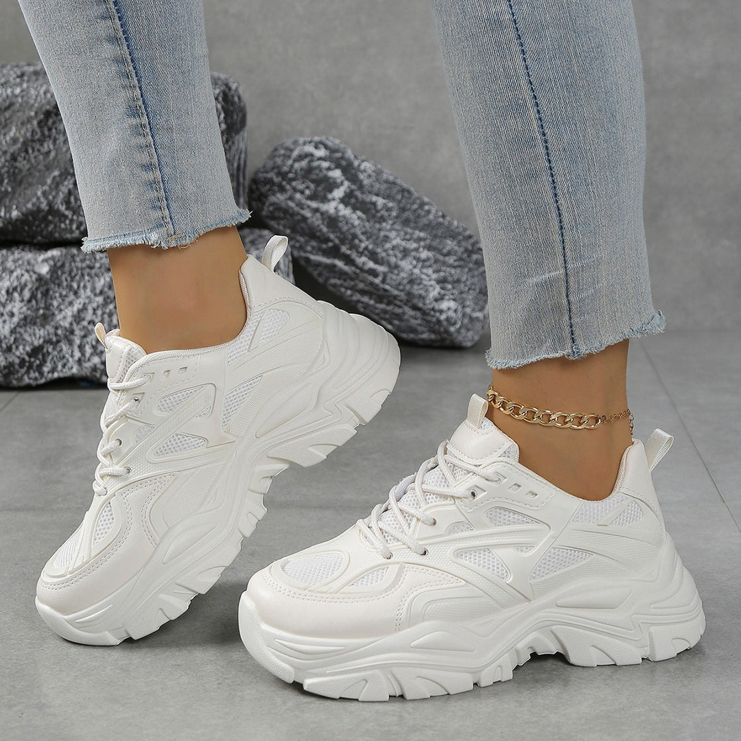 Damen modische Chunky Sneakers mit atmungsaktivem Obermaterial und komfortabler Dämpfung EB