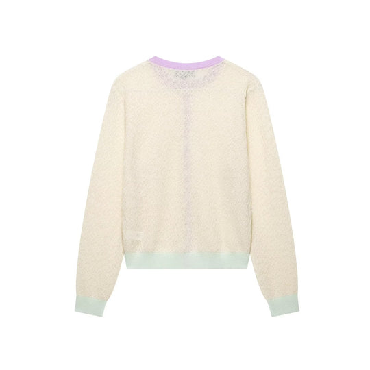 Damen Strickjacke mit zartem Muster und farblich abgesetzten Details EB