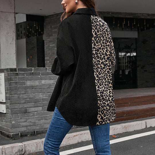 Damen Modische Jacke im Patchwork-Stil mit Druckknopfverschluss und Baumwollmaterial EB