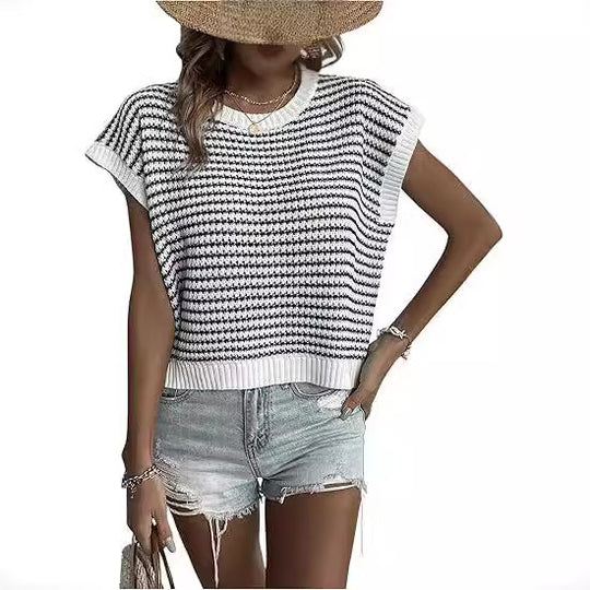 Damen lässiges Strickoberteil mit modernem Muster und weitem Schnitt EB