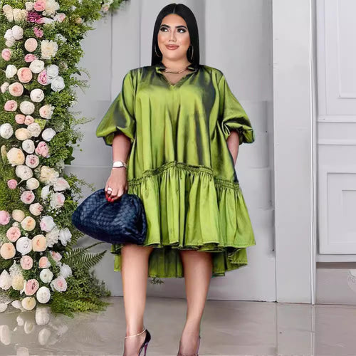 Damen Midikleid mit figurumspielendem Schnitt und elegantem Rüschensaum EB