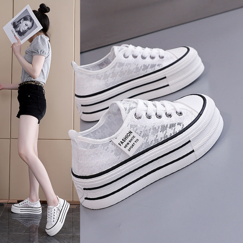 Damen Sneakers mit hohem Plateau und atmungsaktiver Oberseite EB