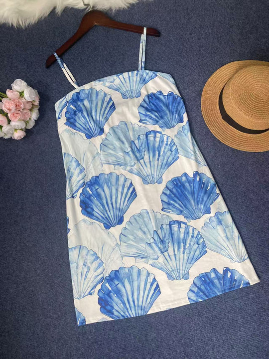 Damen Sommerliches Strandkleid mit einzigartigem Fischmuster EB