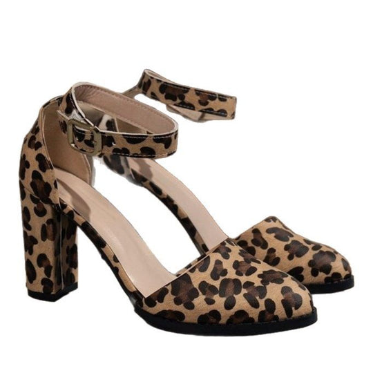 Damen elegante Pumps mit modischem Leopardenmuster EB