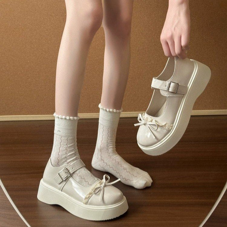 Damen modische Ballerinas mit dekorativem Schleifen-Detail und komfortabel hoher Sohle EB