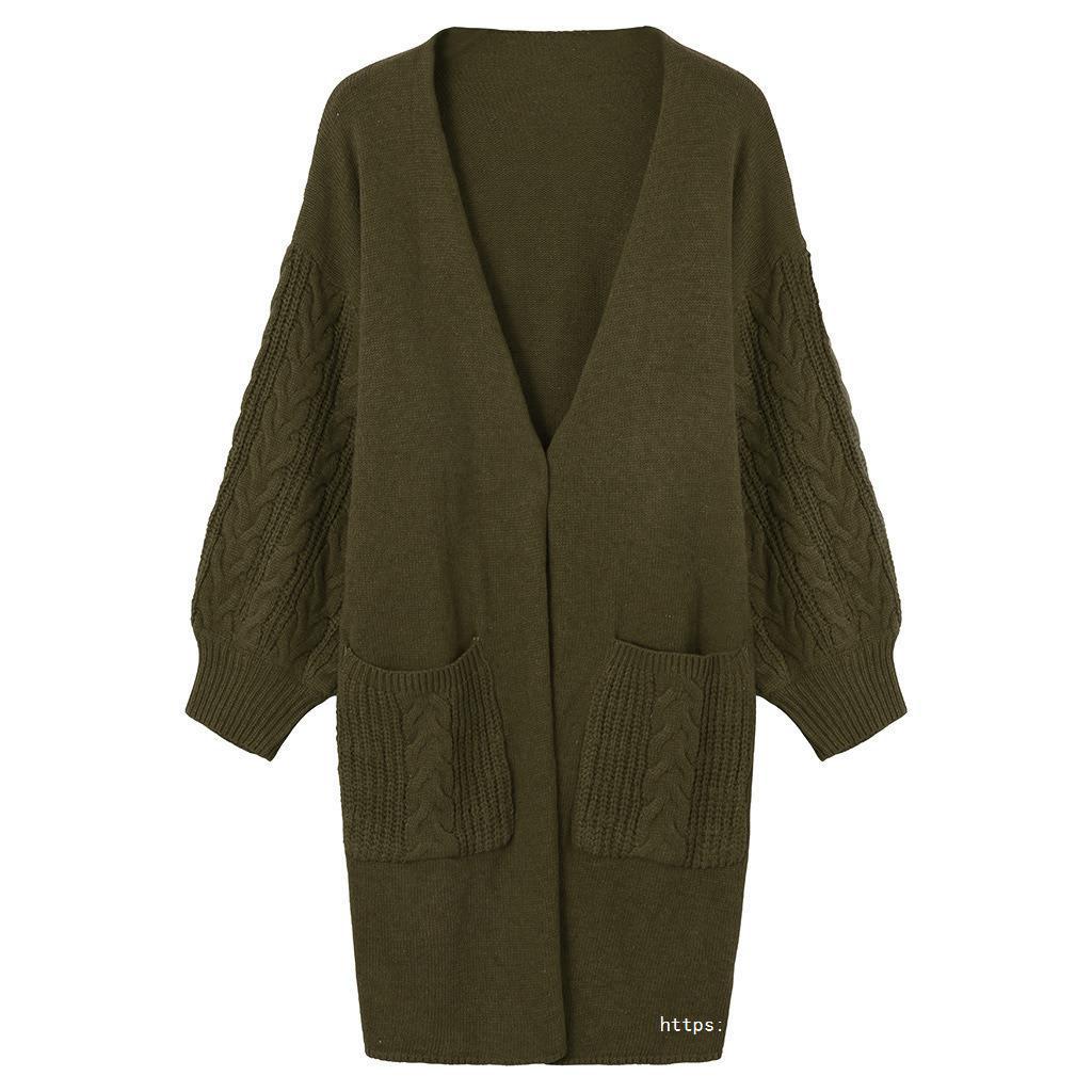 Damen gemütliche Strickjacke mit Taschen EB