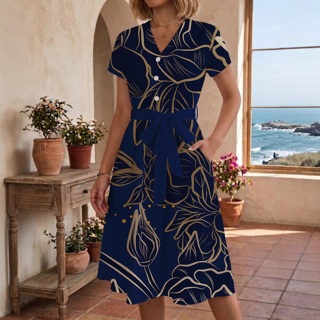 Damen Midi-Kleid mit floralem Design und bequemer Passform EB