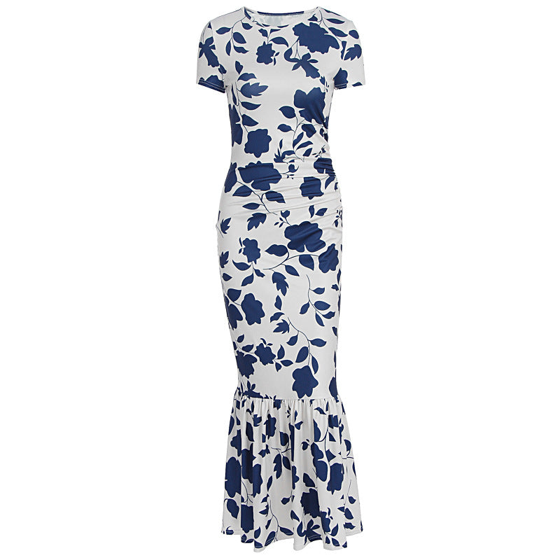 Damen Elegantes figurbetontes Kleid mit Rüschen-Saum und floralem Muster EB