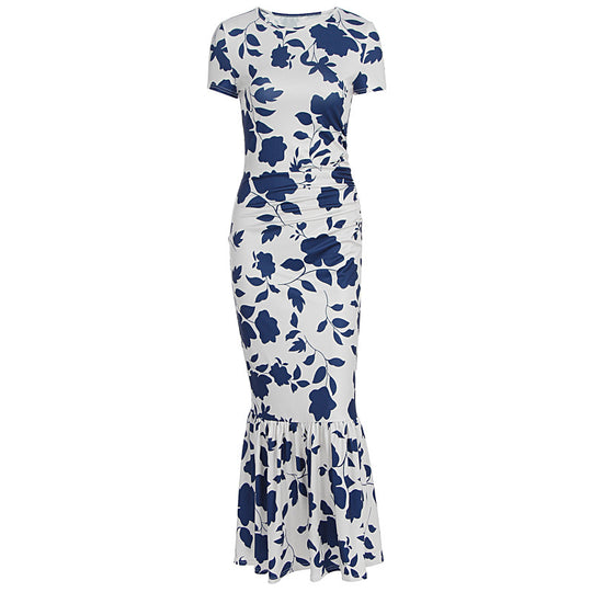 Damen Elegantes figurbetontes Kleid mit Rüschen-Saum und floralem Muster EB