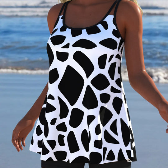 Damen Schwimmanzug mit modischem A-Linien-Schnitt und floralem Design EB