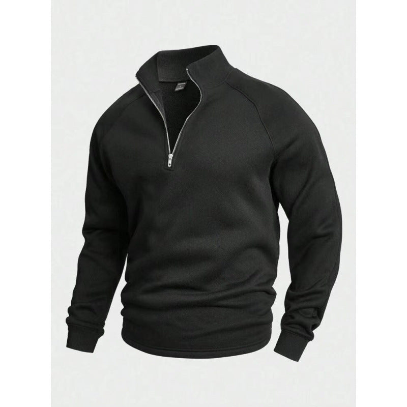 Herren Fleece-Halbzippullover mit Stehkragen und Raglanärmeln EB