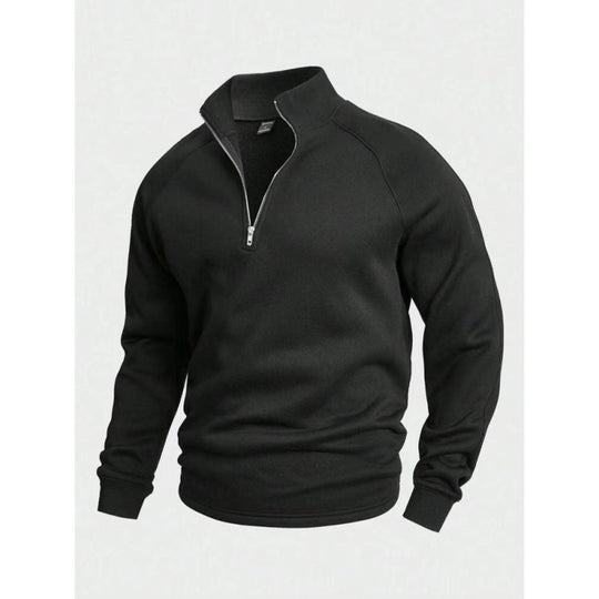 Herren Fleece-Halbzippullover mit Stehkragen und Raglanärmeln EB