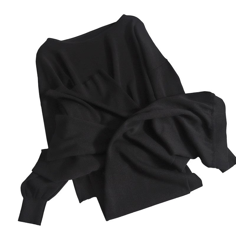 Damen lässiges Strickanzug-Set mit weitem Schnitt und modischen Details EB