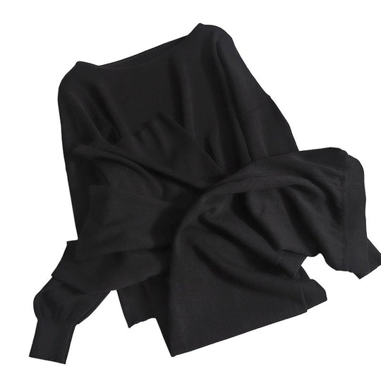 Damen lässiges Strickanzug-Set mit weitem Schnitt und modischen Details EB