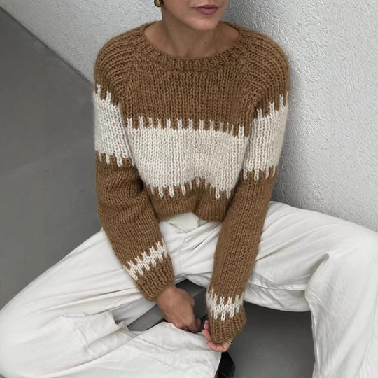 Damen gestrickter Oversized Pullover EB