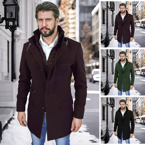 Herren stylischer und funktioneller Übergangs-Mantel mit abnehmbarer Innenjacke EB