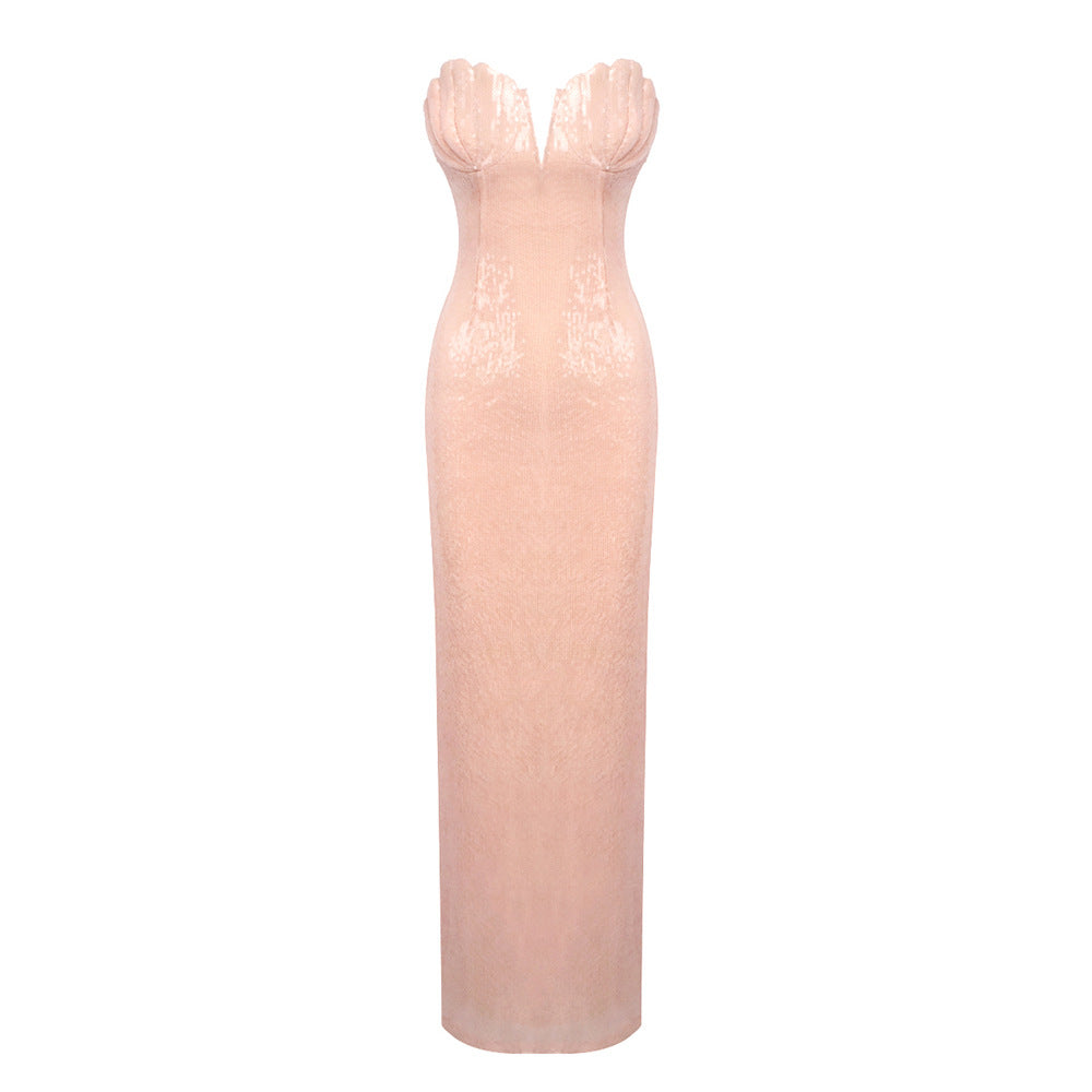 Damen figurbetontes Abendkleid mit herzförmigem Ausschnitt und eleganten Details EB