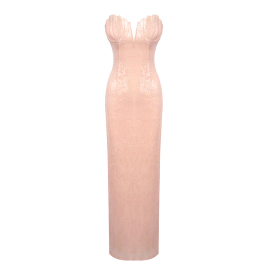 Damen figurbetontes Abendkleid mit herzförmigem Ausschnitt und eleganten Details EB
