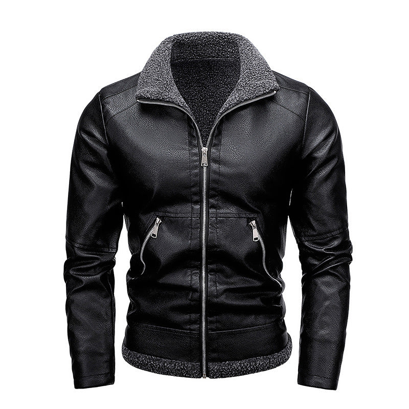 Herren Aviator-Kunstlederjacke mit vollem Sherpa-Innenfutter und Reißverschluss EB