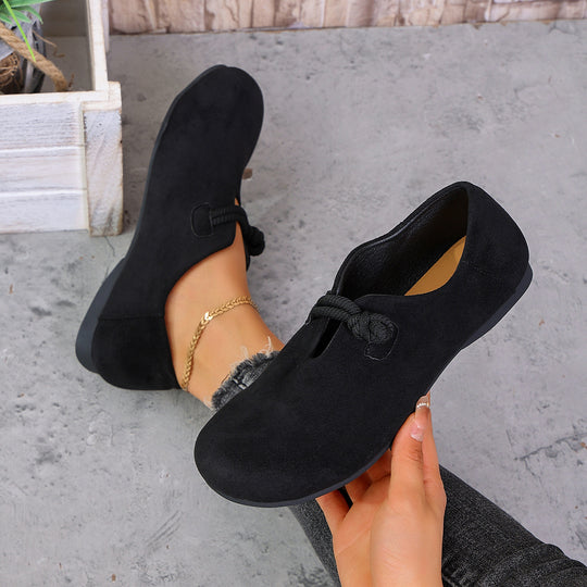 Damen  komfortable Slipper aus Veloursoptik mit dekorativem Knotenriegel und weich gepolstertem Fußbett EB