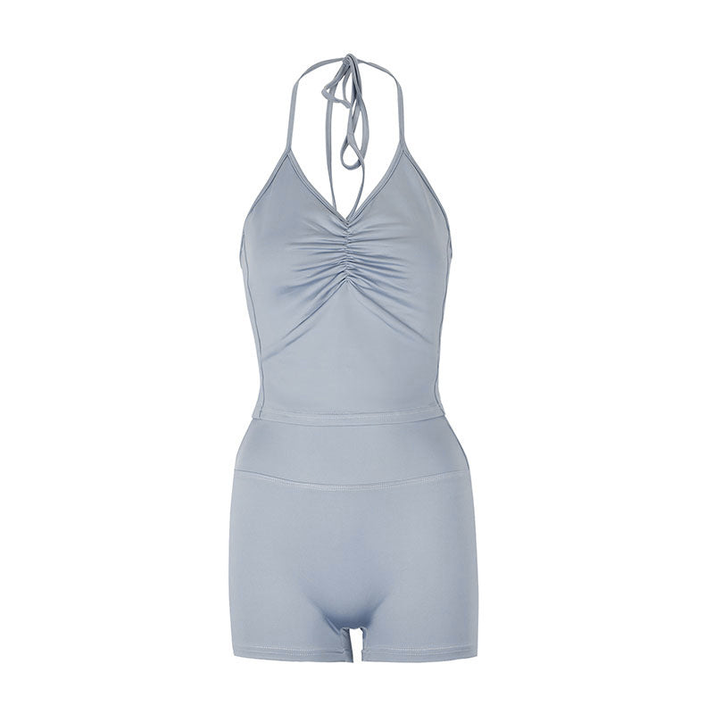 Damen Sportlicher Badeanzug mit raffiniertem Rüschendesign und flexiblen Trägern EB
