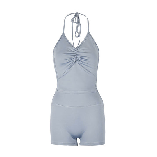 Damen Sportlicher Badeanzug mit raffiniertem Rüschendesign und flexiblen Trägern EB