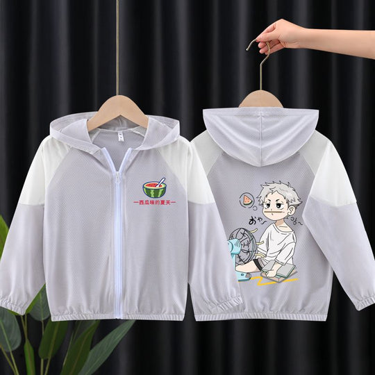 Unisex nan leichte atmungsaktive Kinder-Sommerjacke mit Kapuze und Astronautenprint  EB