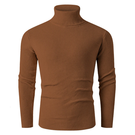 Herren nan taillierter Rippen-Strick Rollkragenpullover Slim Fit EB