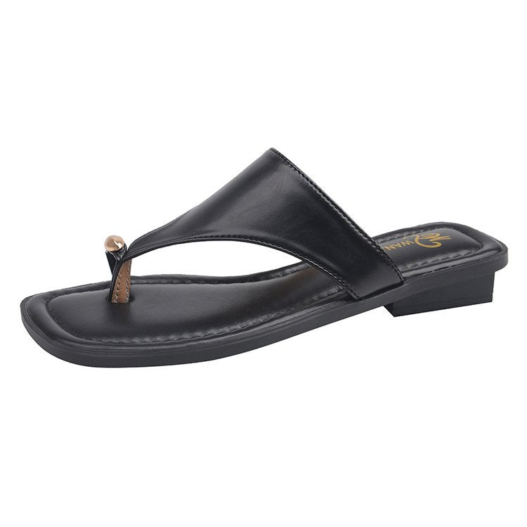 Damen elegante Zehentrenner-Pantoletten mit dekorativem Schmuckdetail EB
