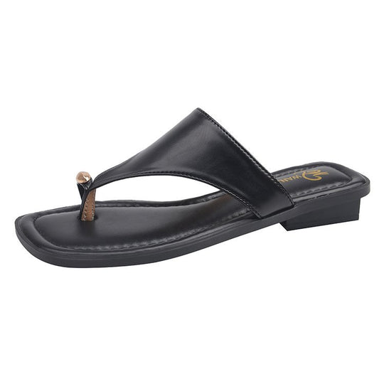 Damen elegante Zehentrenner-Pantoletten mit dekorativem Schmuckdetail EB