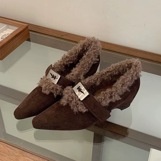 Damen elegante Stiefeletten mit warmem Futter und modischem Riemchen EB