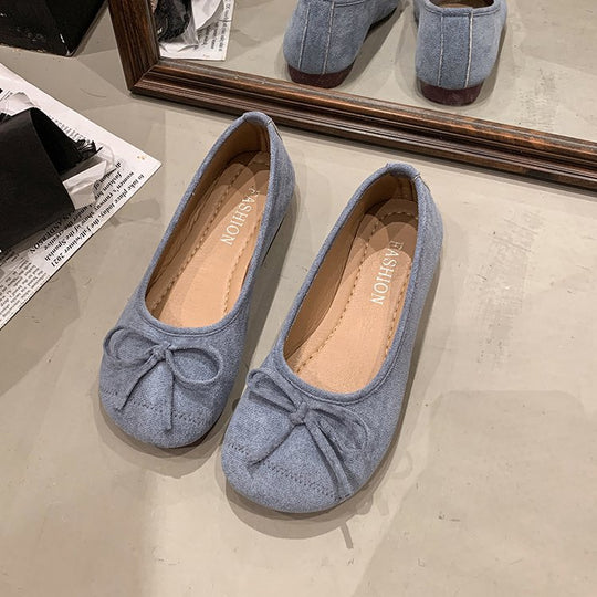 Damen klassische Ballerinas mit dekorativem Schleifenakzent EB