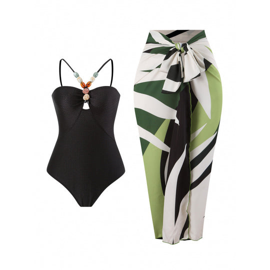 Damen Bandeau-Badeanzug mit asymmetrischem Rock EB