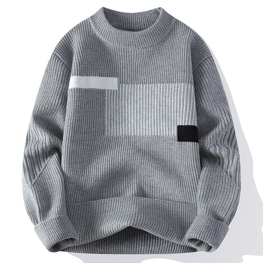 Damen moderner Strickpullover mit geometrischem Muster EB