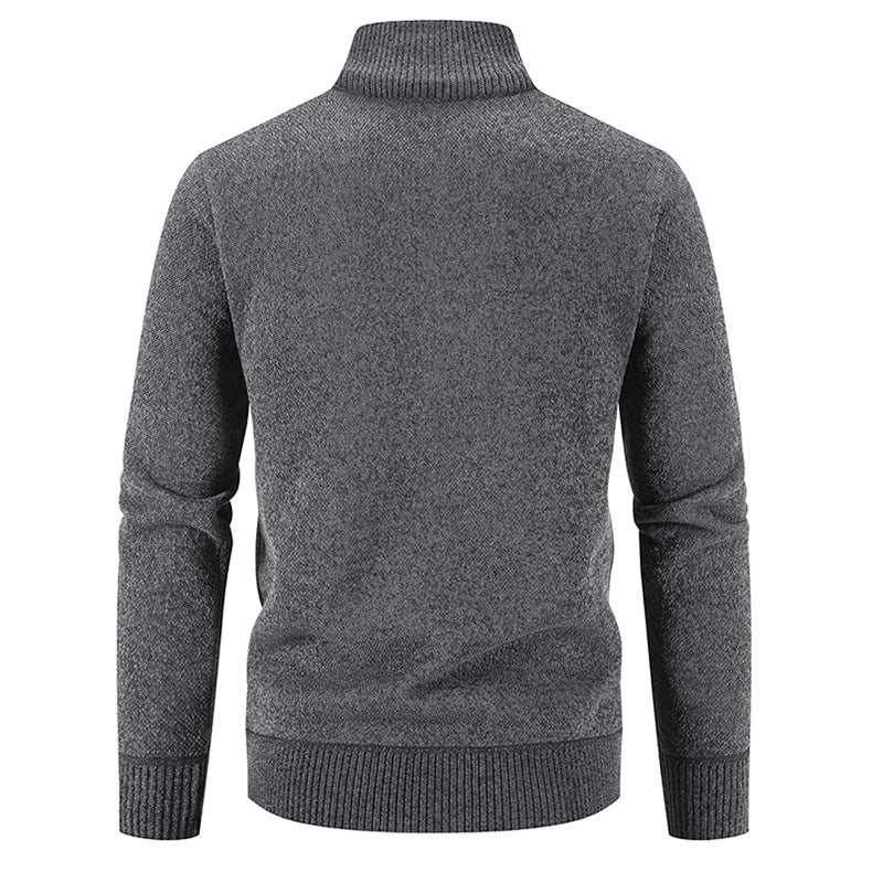 Herren elegante Strickjacke mit hohem Kragen und praktischen Reißverschlusstaschen EB