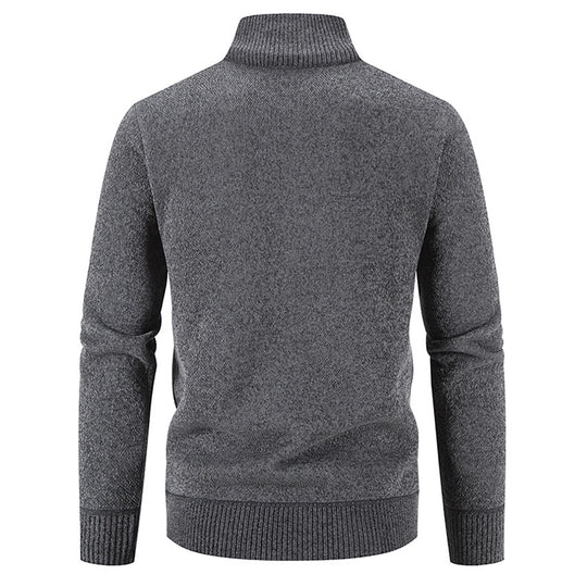 Herren elegante Strickjacke mit hohem Kragen und praktischen Reißverschlusstaschen EB