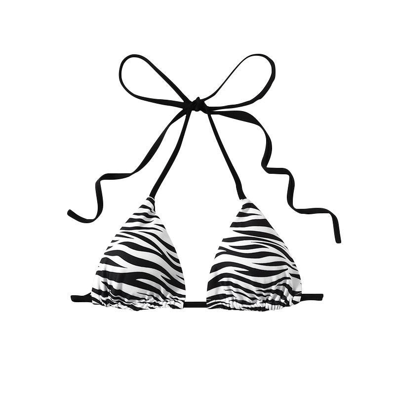 Damen Triangel-Bikini mit verspieltem Zebra-Muster und anpassbarem Halter EB