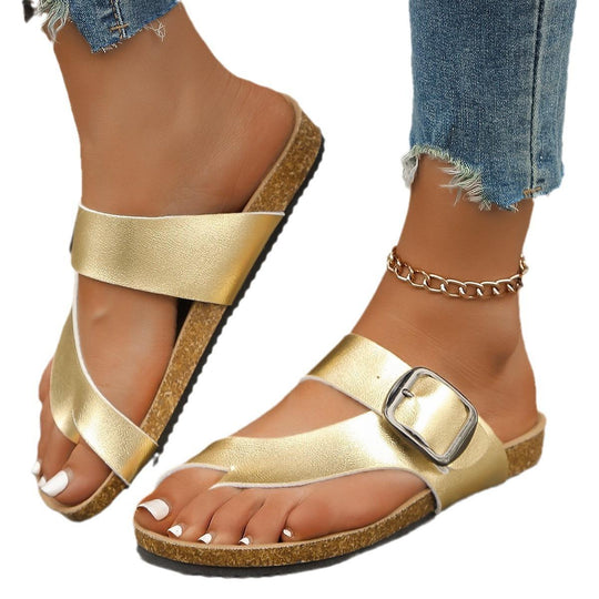 Damen Komfortable Zehentrenner-Sandalen mit verstellbarem Riemen EB