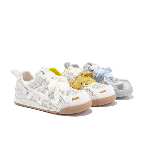 Damen Atmungsaktive Freizeit-Sneaker mit trendigem Mesh-Obermaterial und verspieltem Schnürdesign EB