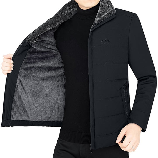 Herren Thermo-Stehkragenjacke mit weichem Teddyfutter und Reißverschlusstaschen EB